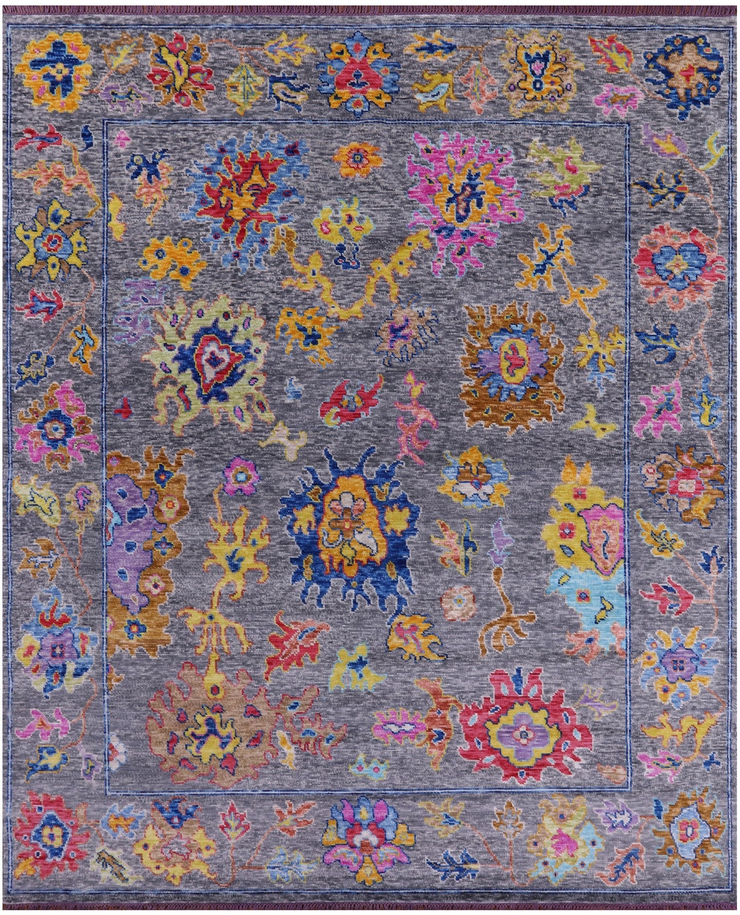 Grey Turkish Oushak Hand Knotted Wool Rug - 8' 4" X 10' 1" - Golden Nile