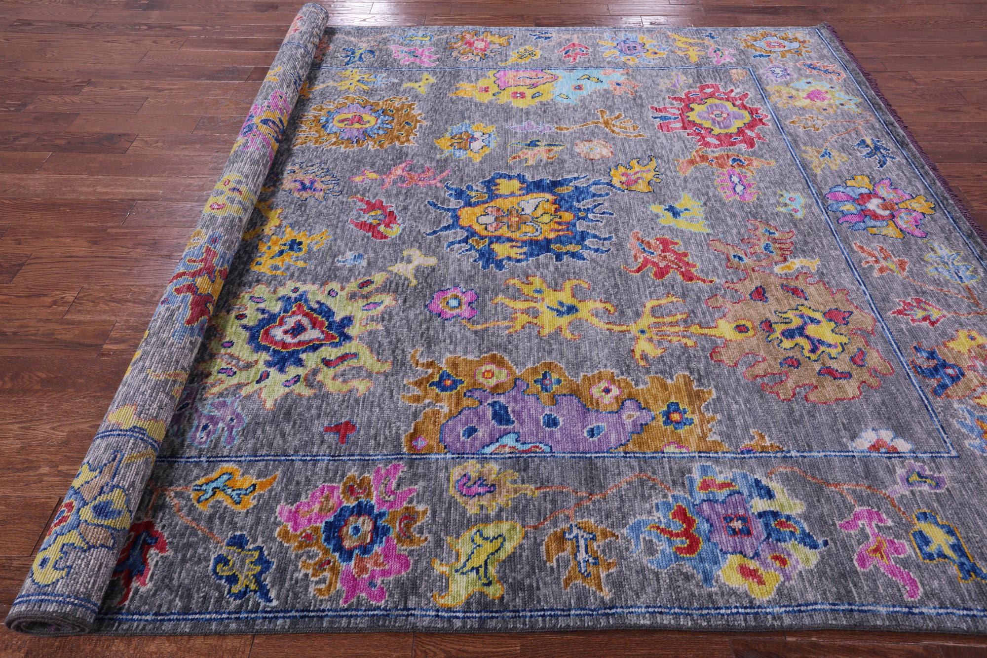 Grey Turkish Oushak Hand Knotted Wool Rug - 8' 4" X 10' 1" - Golden Nile