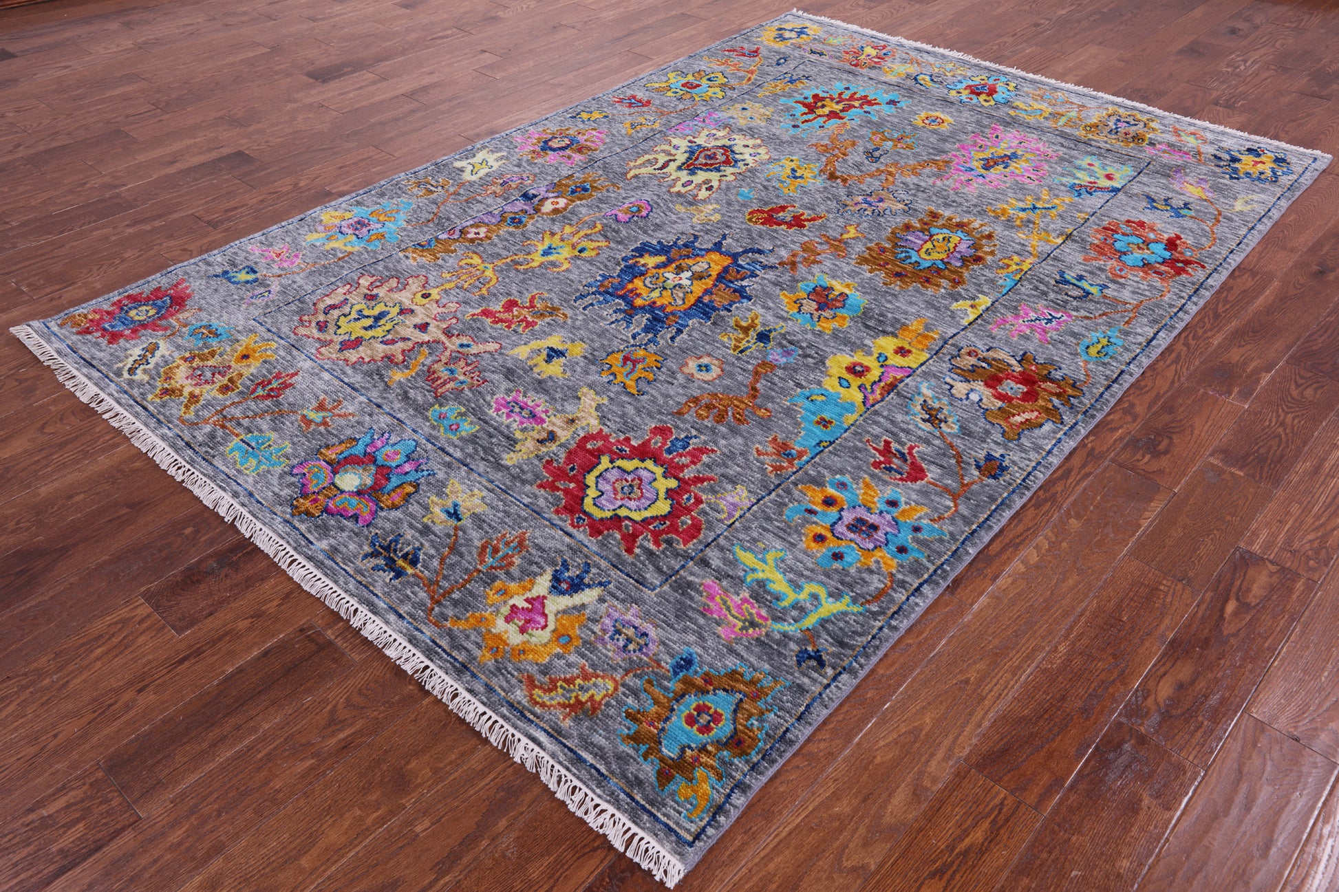 Grey Turkish Oushak Hand Knotted Wool Rug - 6' 2" X 9' 0" - Golden Nile