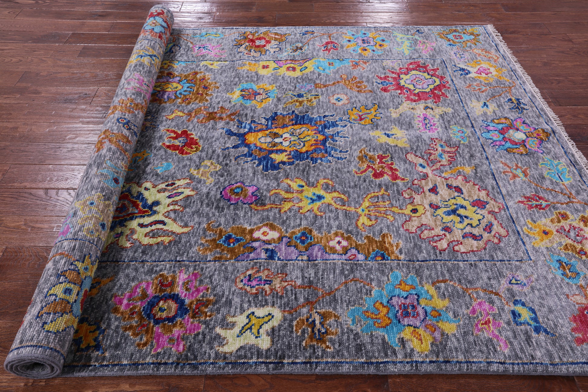 Grey Turkish Oushak Hand Knotted Wool Rug - 6' 2" X 9' 0" - Golden Nile