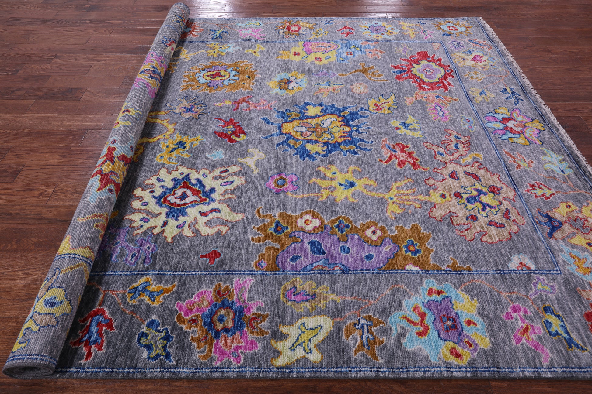 Grey Turkish Oushak Hand Knotted Wool Rug - 8' 3" X 9' 11" - Golden Nile