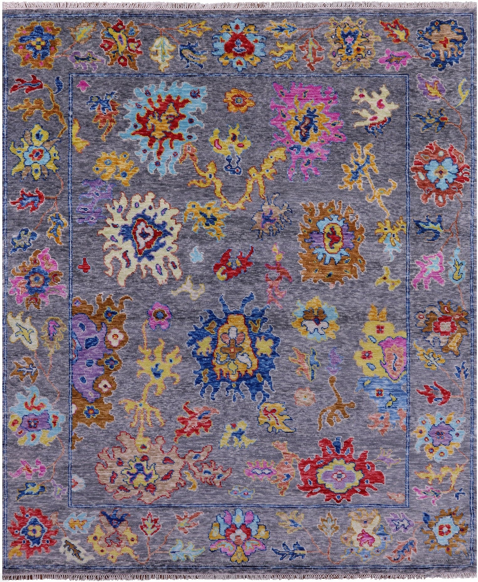 Grey Turkish Oushak Hand Knotted Wool Rug - 8' 3" X 9' 11" - Golden Nile