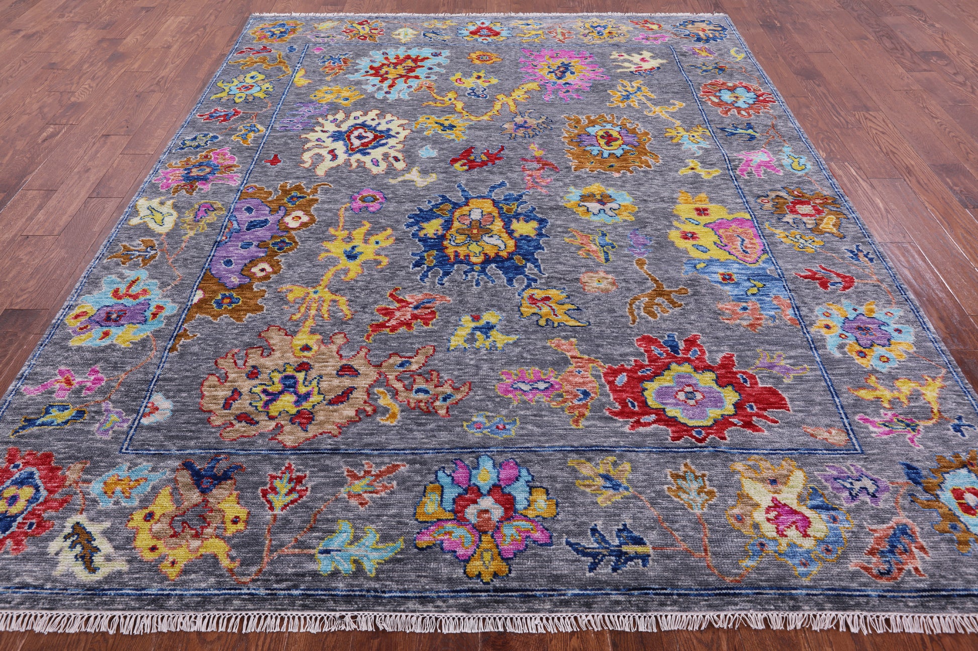Grey Turkish Oushak Hand Knotted Wool Rug - 8' 3" X 9' 11" - Golden Nile