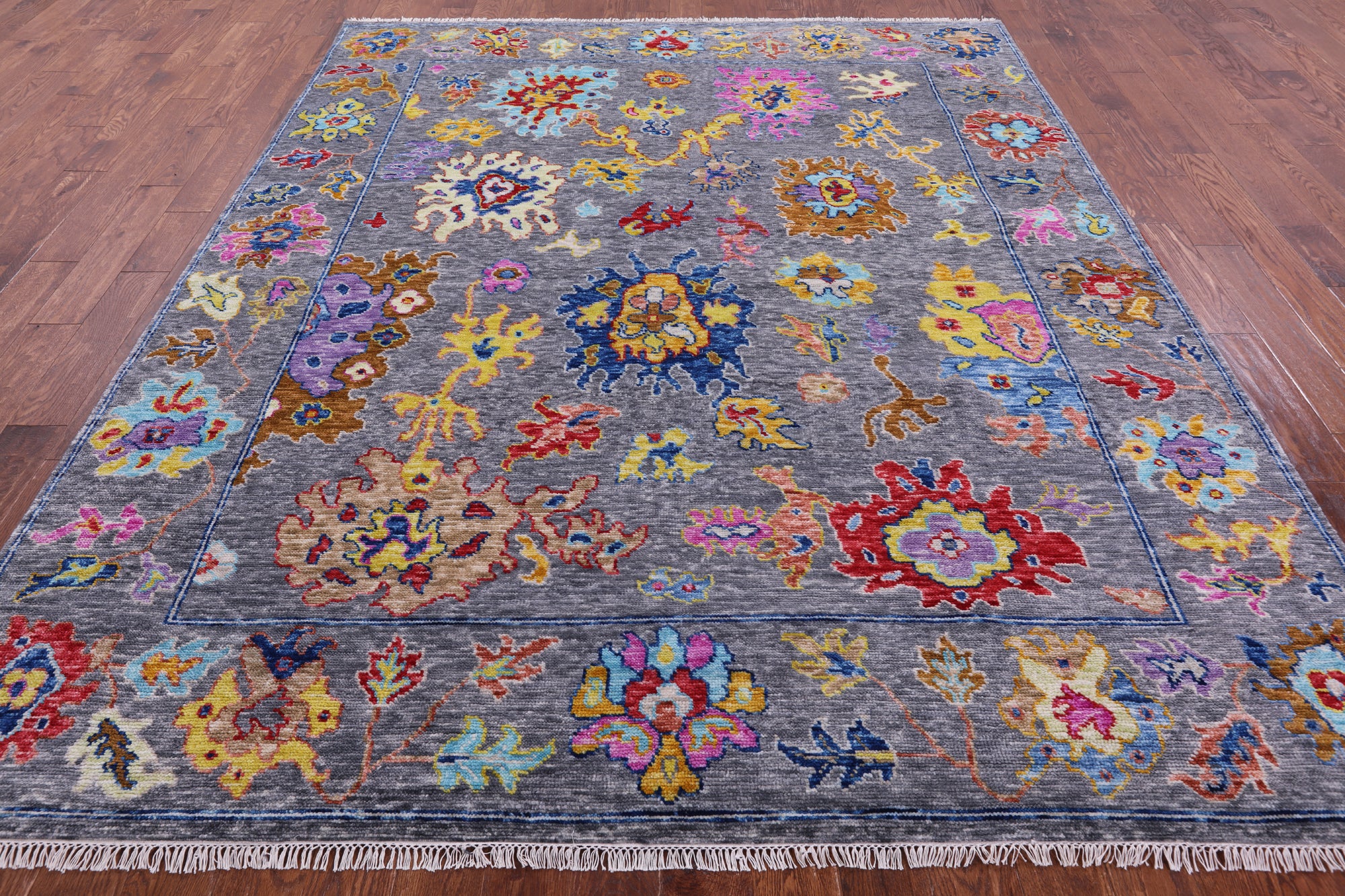 Grey Turkish Oushak Hand Knotted Wool Rug - 8' 3" X 9' 11" - Golden Nile