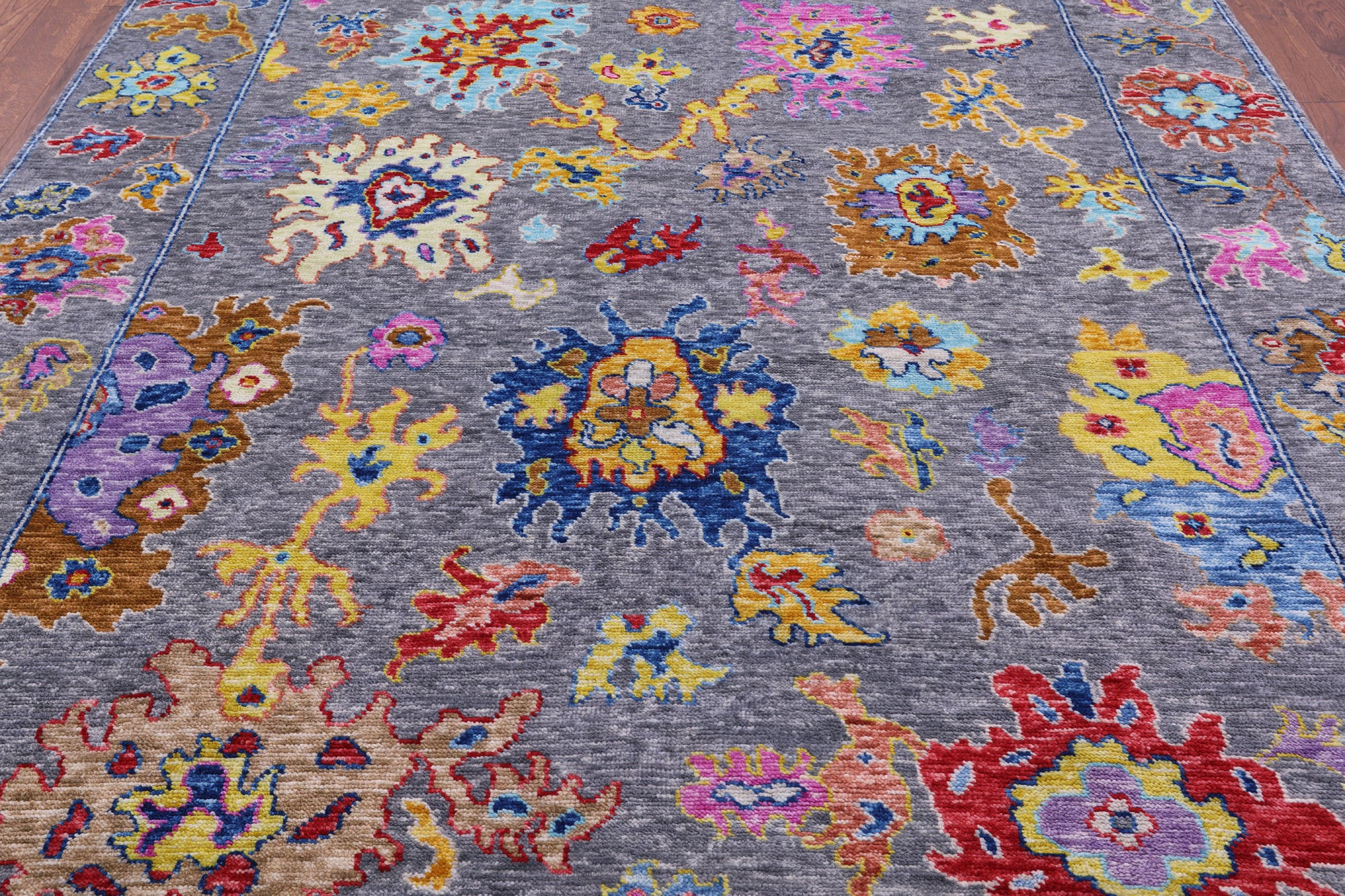Grey Turkish Oushak Hand Knotted Wool Rug - 8' 3" X 9' 11" - Golden Nile