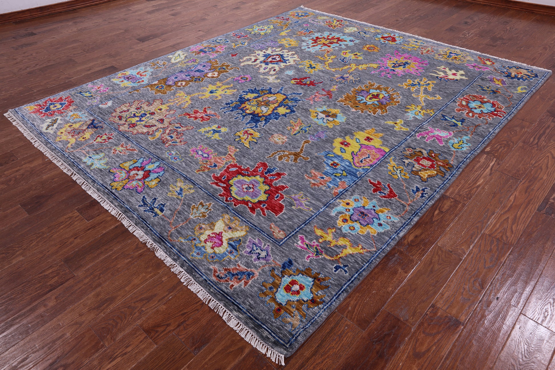 Grey Turkish Oushak Hand Knotted Wool Rug - 8' 3" X 9' 11" - Golden Nile