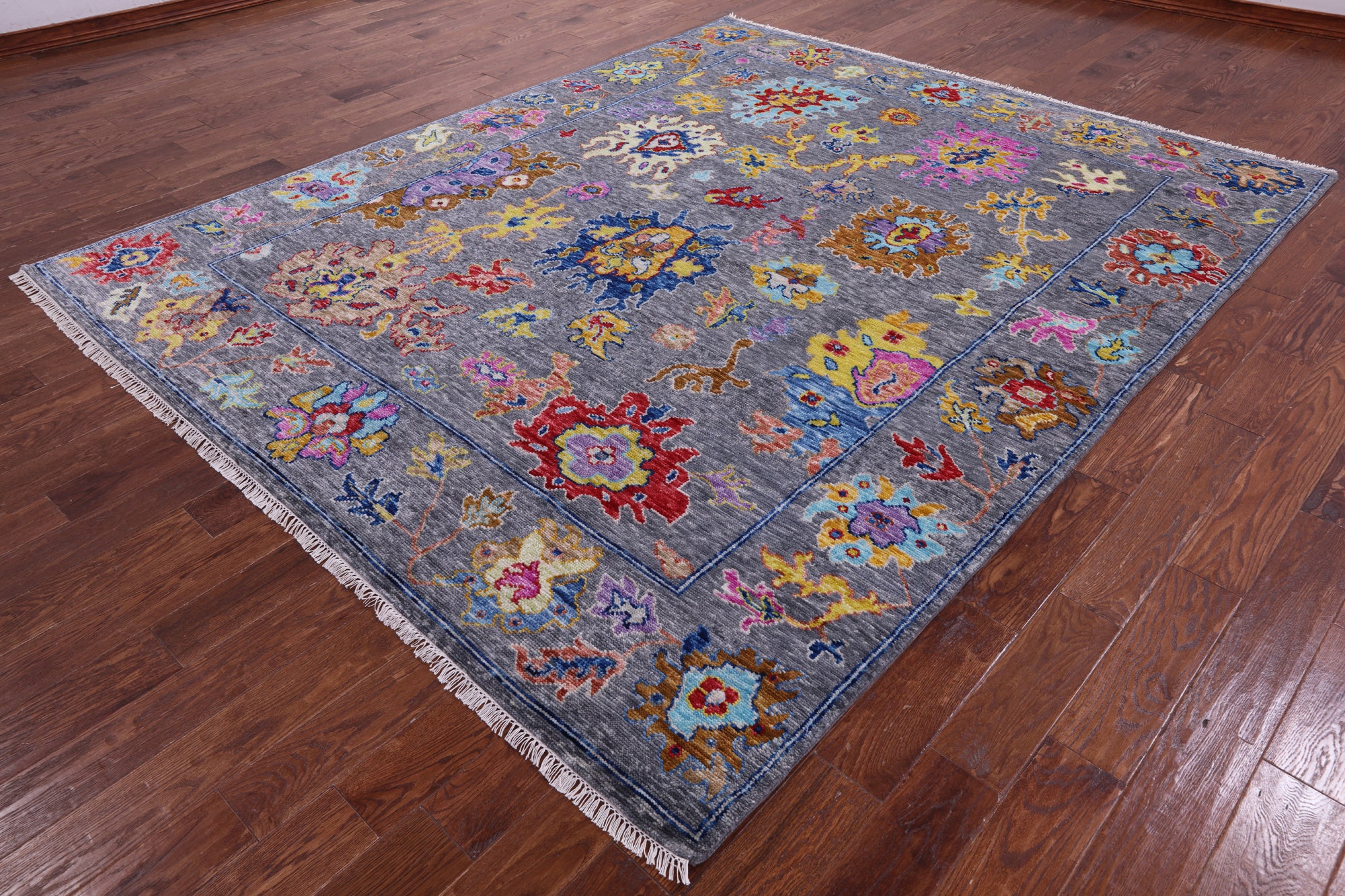 Grey Turkish Oushak Hand Knotted Wool Rug - 8' 3" X 9' 11" - Golden Nile