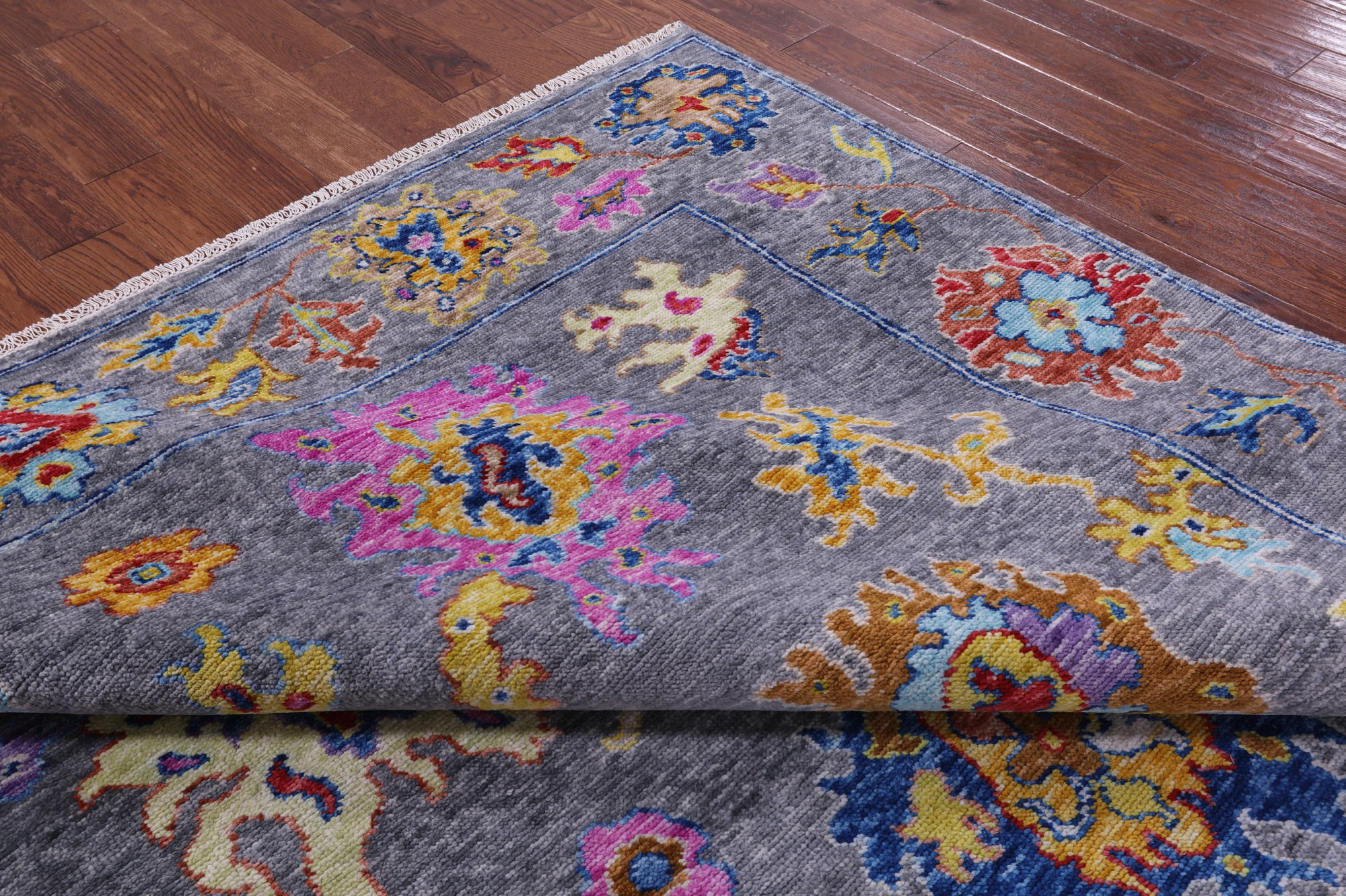 Grey Turkish Oushak Hand Knotted Wool Rug - 8' 3" X 9' 11" - Golden Nile