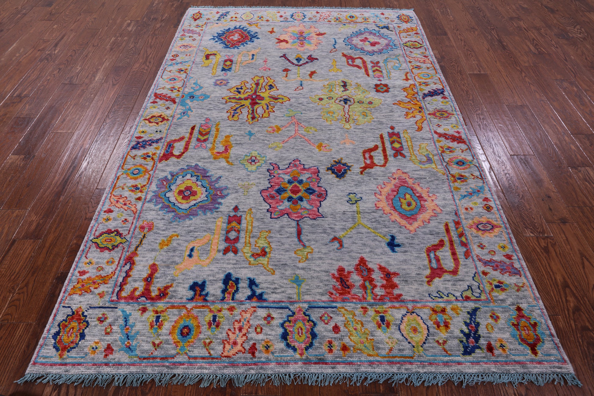 Grey Turkish Oushak Handmade Wool Rug - 6' 0" X 8' 9" - Golden Nile