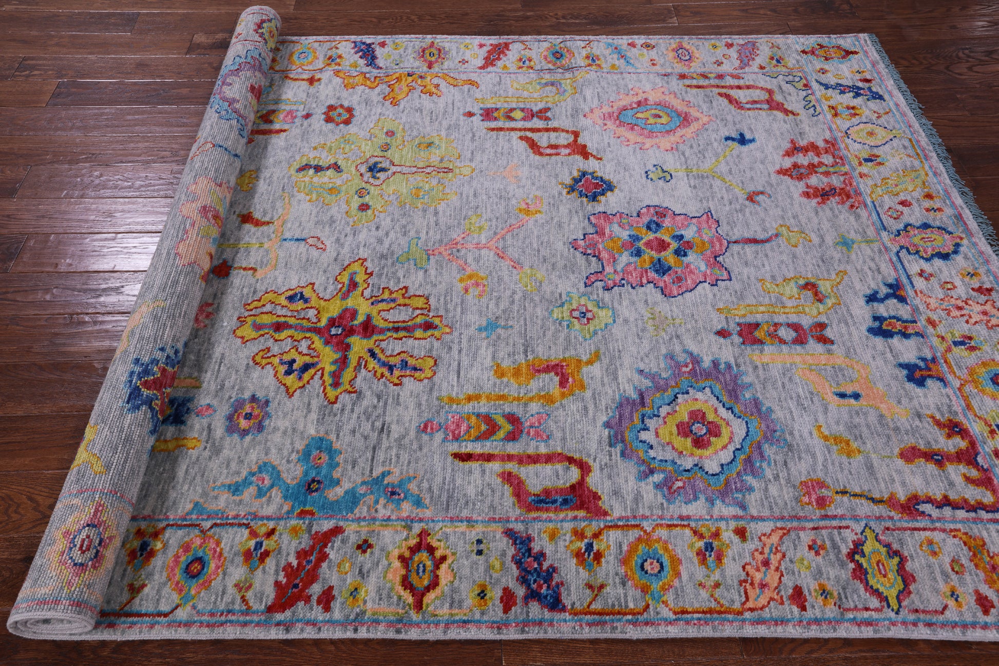 Grey Turkish Oushak Handmade Wool Rug - 6' 0" X 8' 9" - Golden Nile