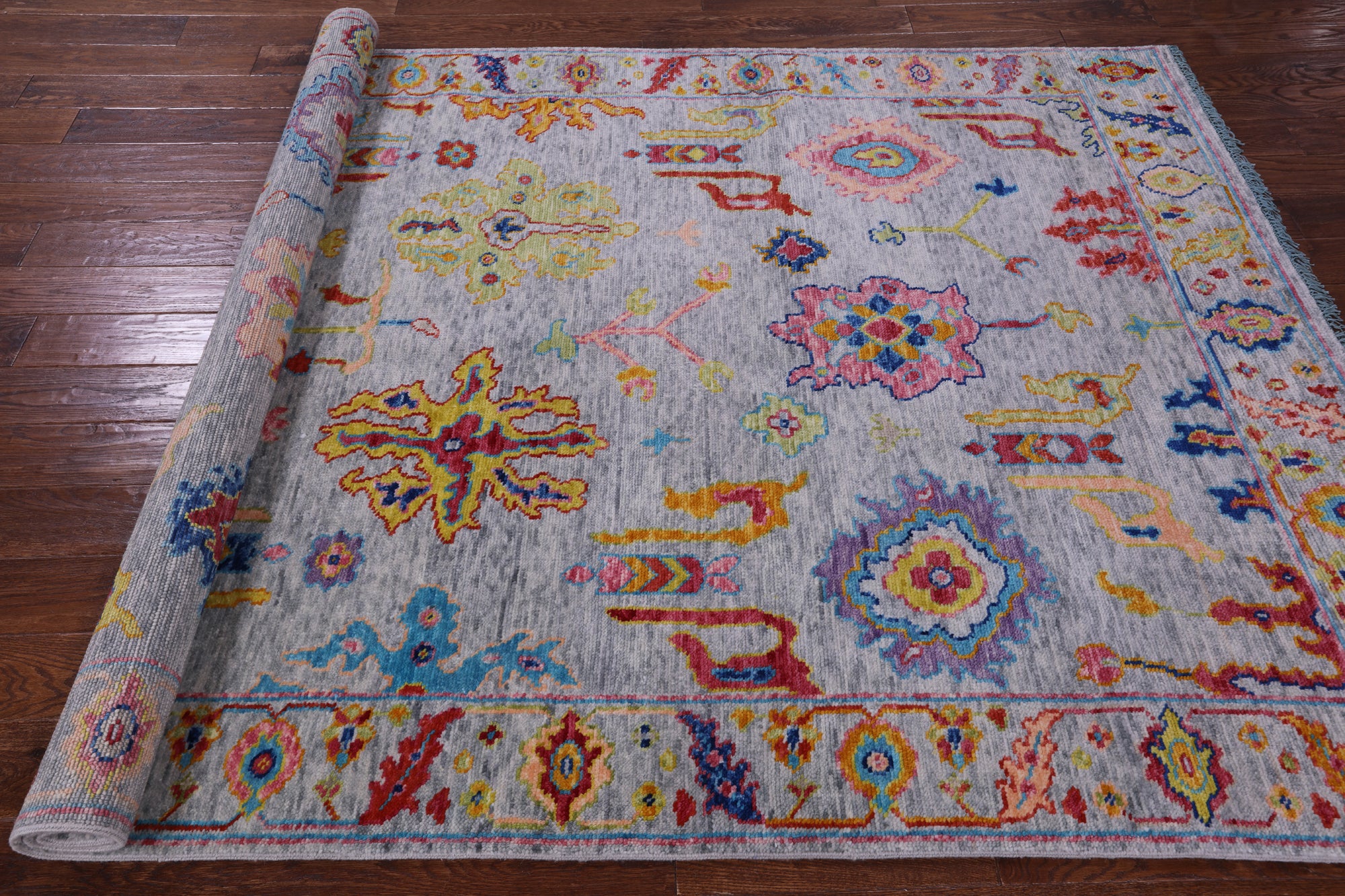 Grey Turkish Oushak Handmade Wool Rug - 6' 0" X 8' 9" - Golden Nile