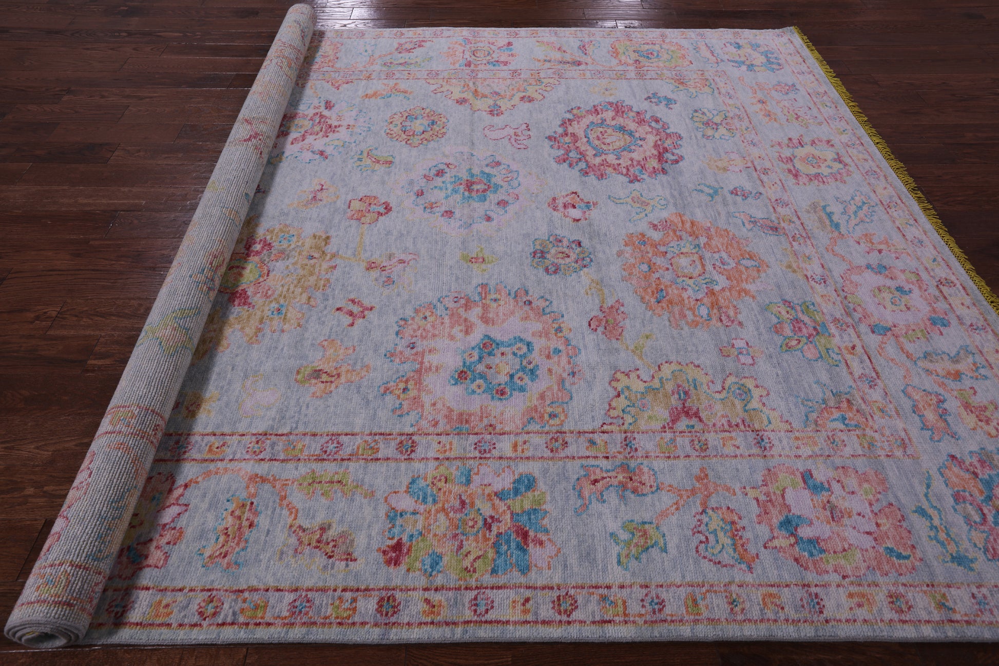 Blue Turkish Oushak Hand Knotted Wool Rug - 8' 5" X 10' 5" - Golden Nile