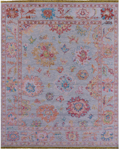 Blue Turkish Oushak Hand Knotted Wool Rug - 8' 5" X 10' 5" - Golden Nile