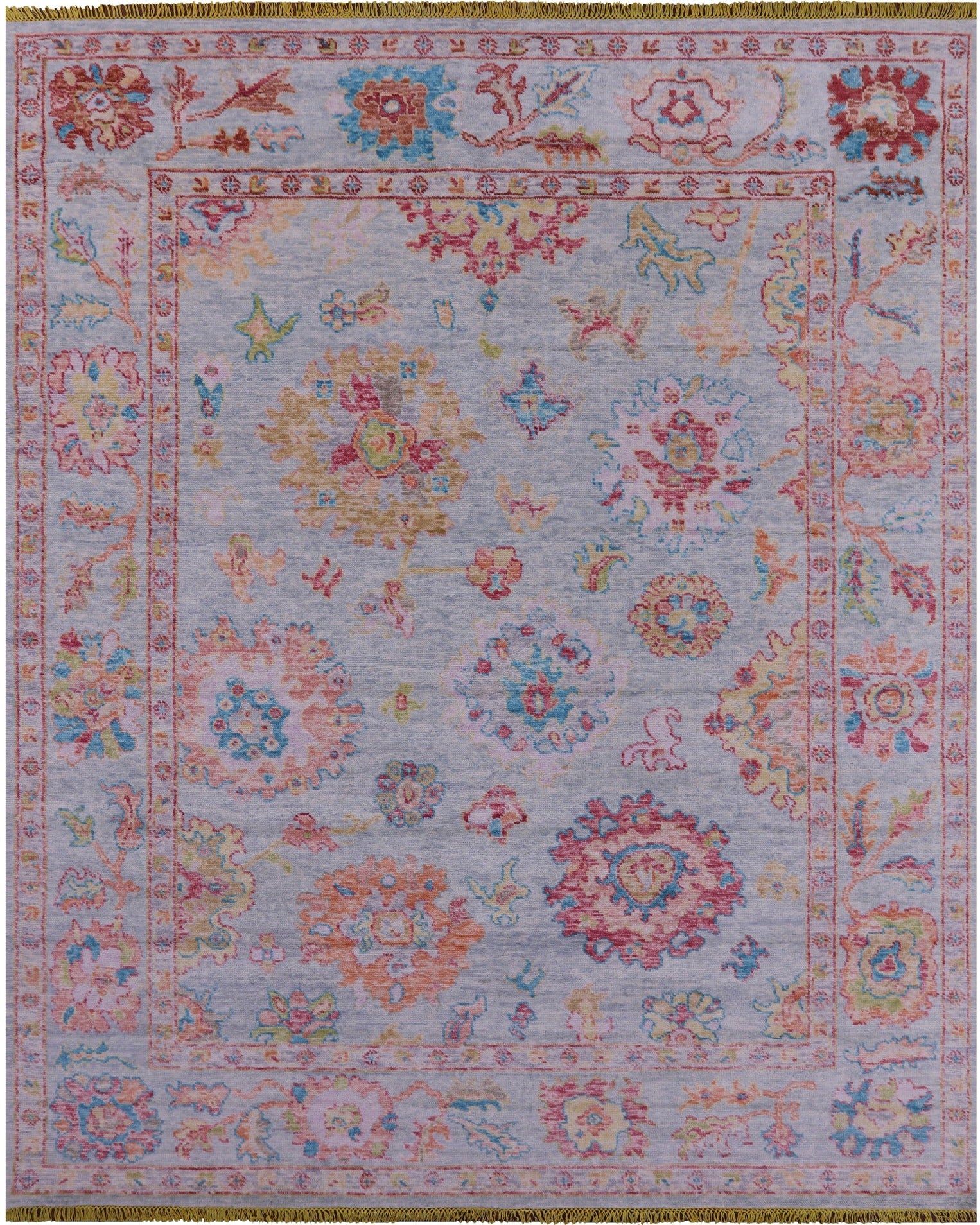 Blue Turkish Oushak Hand Knotted Wool Rug - 8' 5" X 10' 5" - Golden Nile