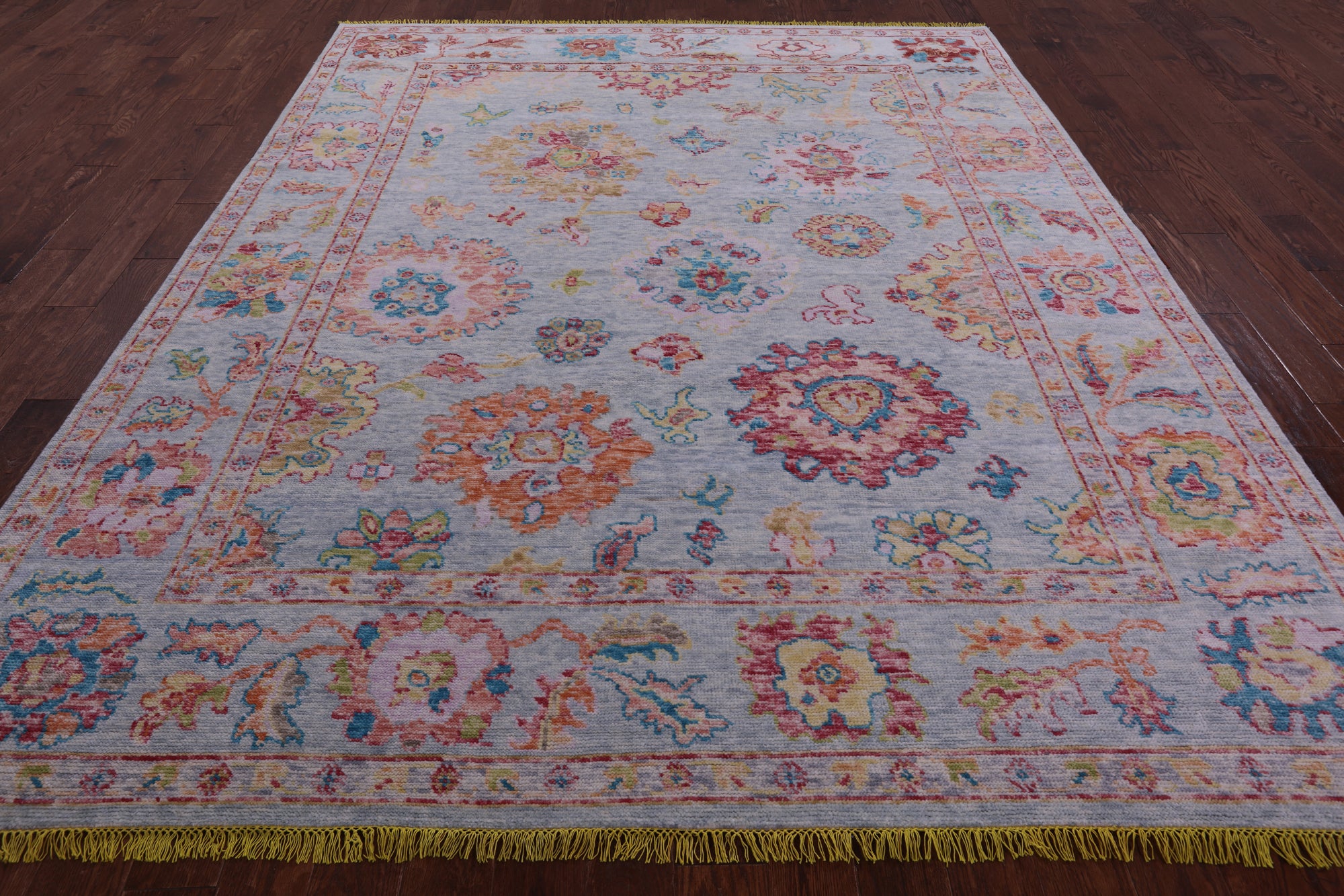 Blue Turkish Oushak Hand Knotted Wool Rug - 8' 5" X 10' 5" - Golden Nile