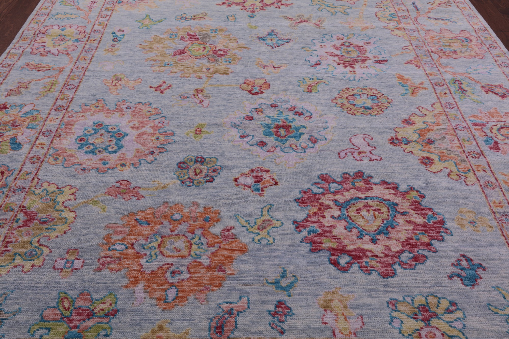 Blue Turkish Oushak Hand Knotted Wool Rug - 8' 5" X 10' 5" - Golden Nile