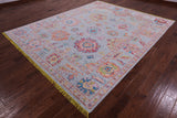 Blue Turkish Oushak Hand Knotted Wool Rug - 8' 5" X 10' 5" - Golden Nile