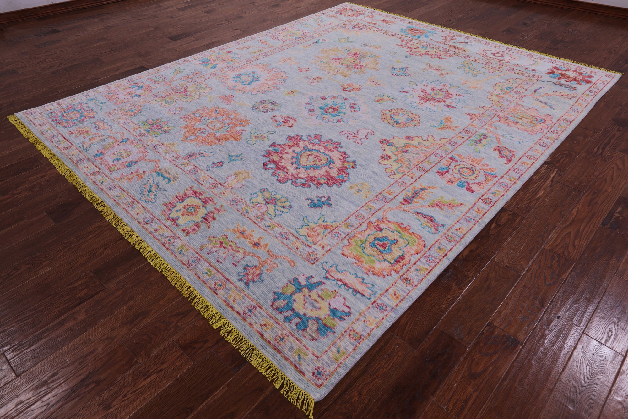 Blue Turkish Oushak Hand Knotted Wool Rug - 8' 5" X 10' 5" - Golden Nile