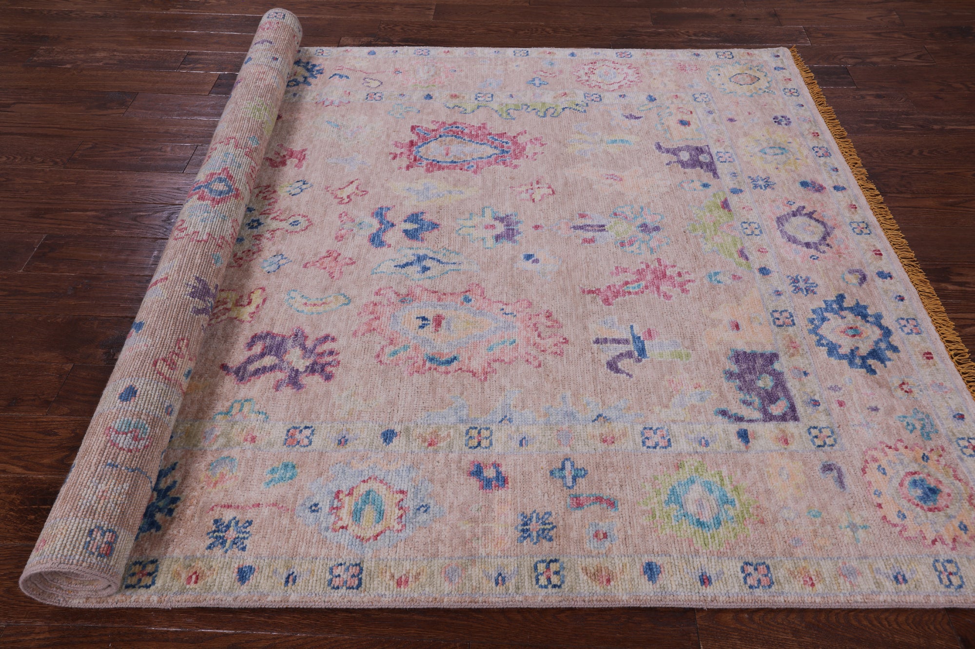 Turkish Oushak Hand Knotted Wool Rug - 5' 11" X 9' 0" - Golden Nile