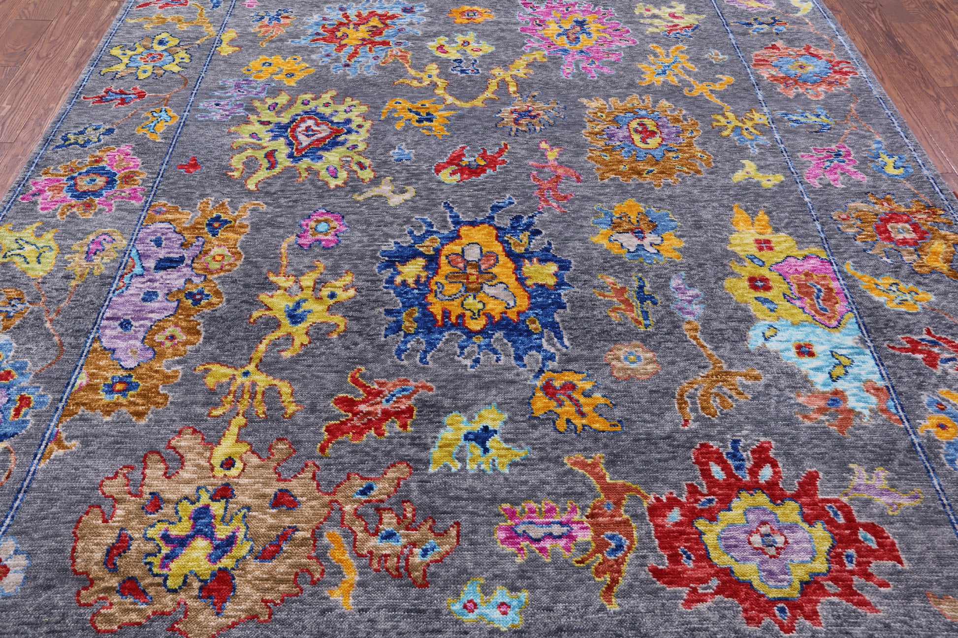 Grey Turkish Oushak Hand Knotted Wool Rug - 8' 5" X 9' 10" - Golden Nile
