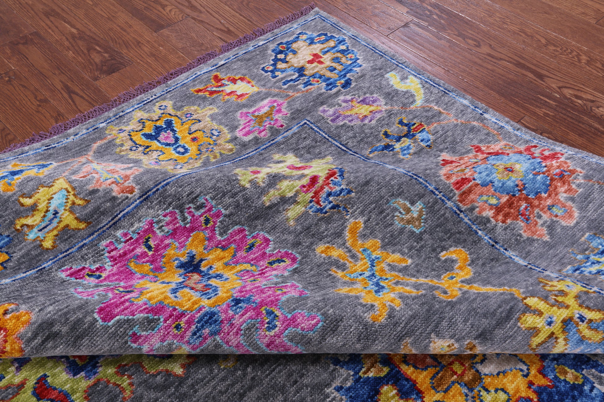 Grey Turkish Oushak Hand Knotted Wool Rug - 8' 5" X 9' 10" - Golden Nile
