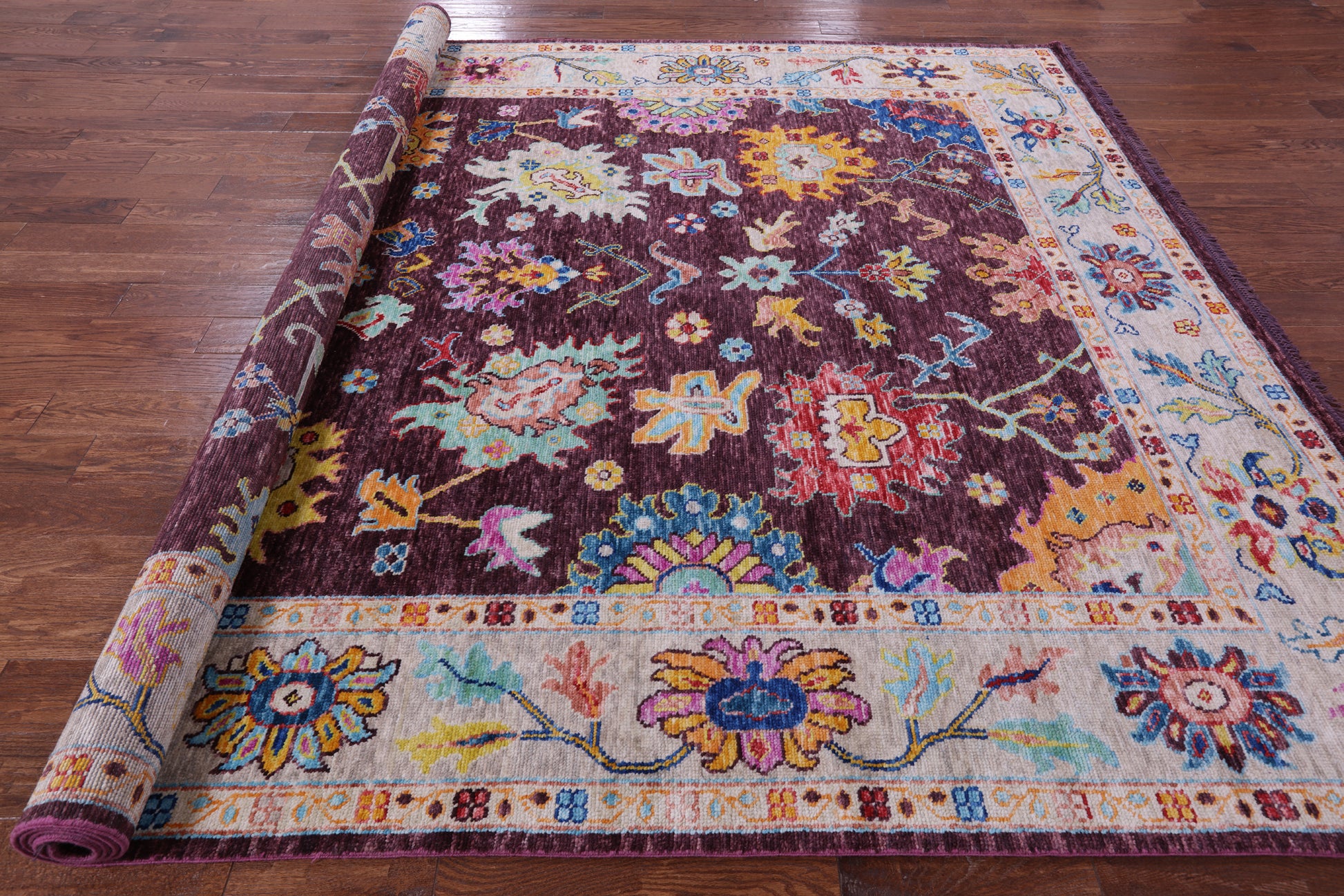 Turkish Oushak Hand Knotted Wool Rug - 9' 1" X 11' 11" - Golden Nile