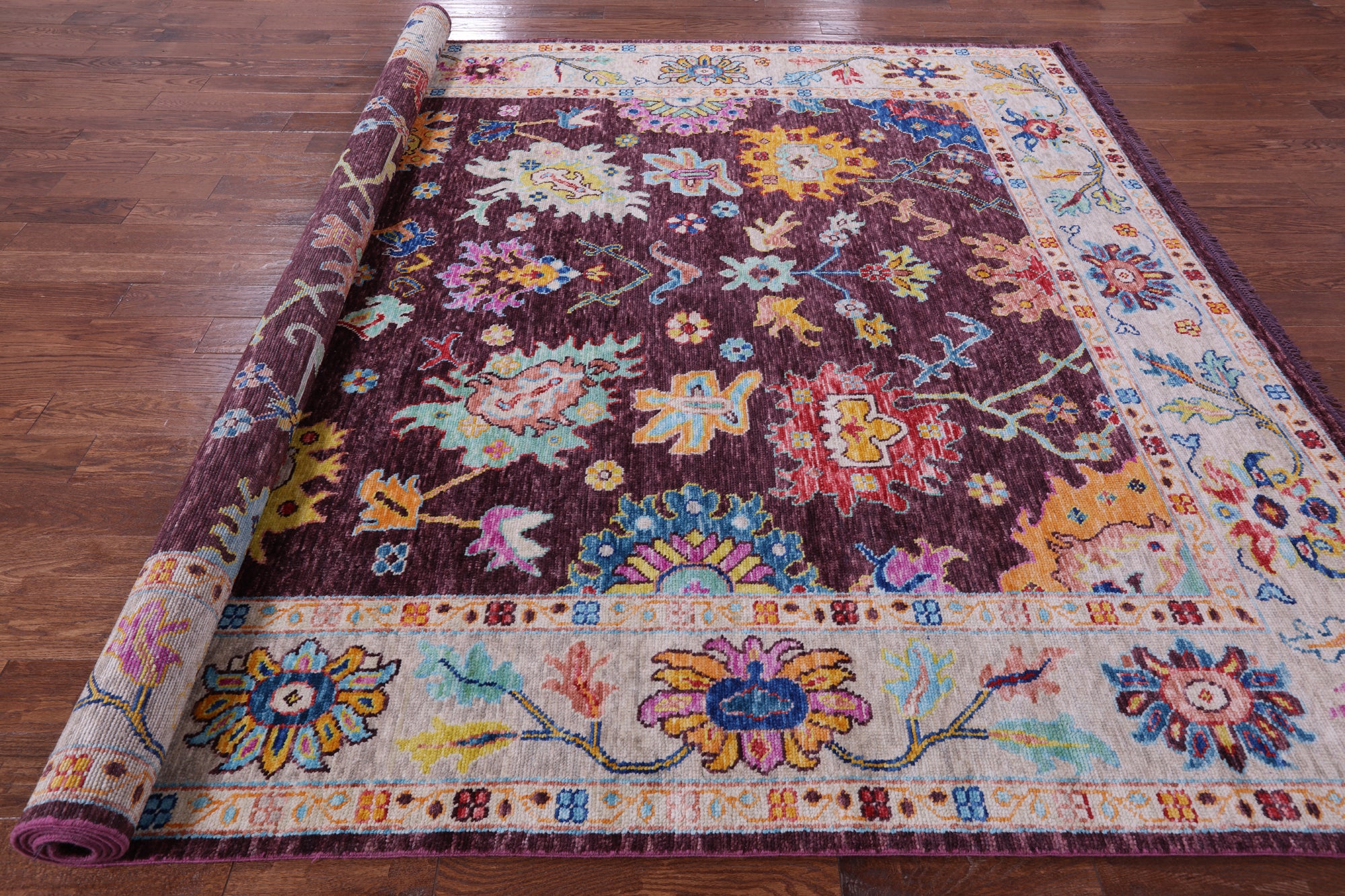 Turkish Oushak Hand Knotted Wool Rug - 9' 1" X 11' 11" - Golden Nile