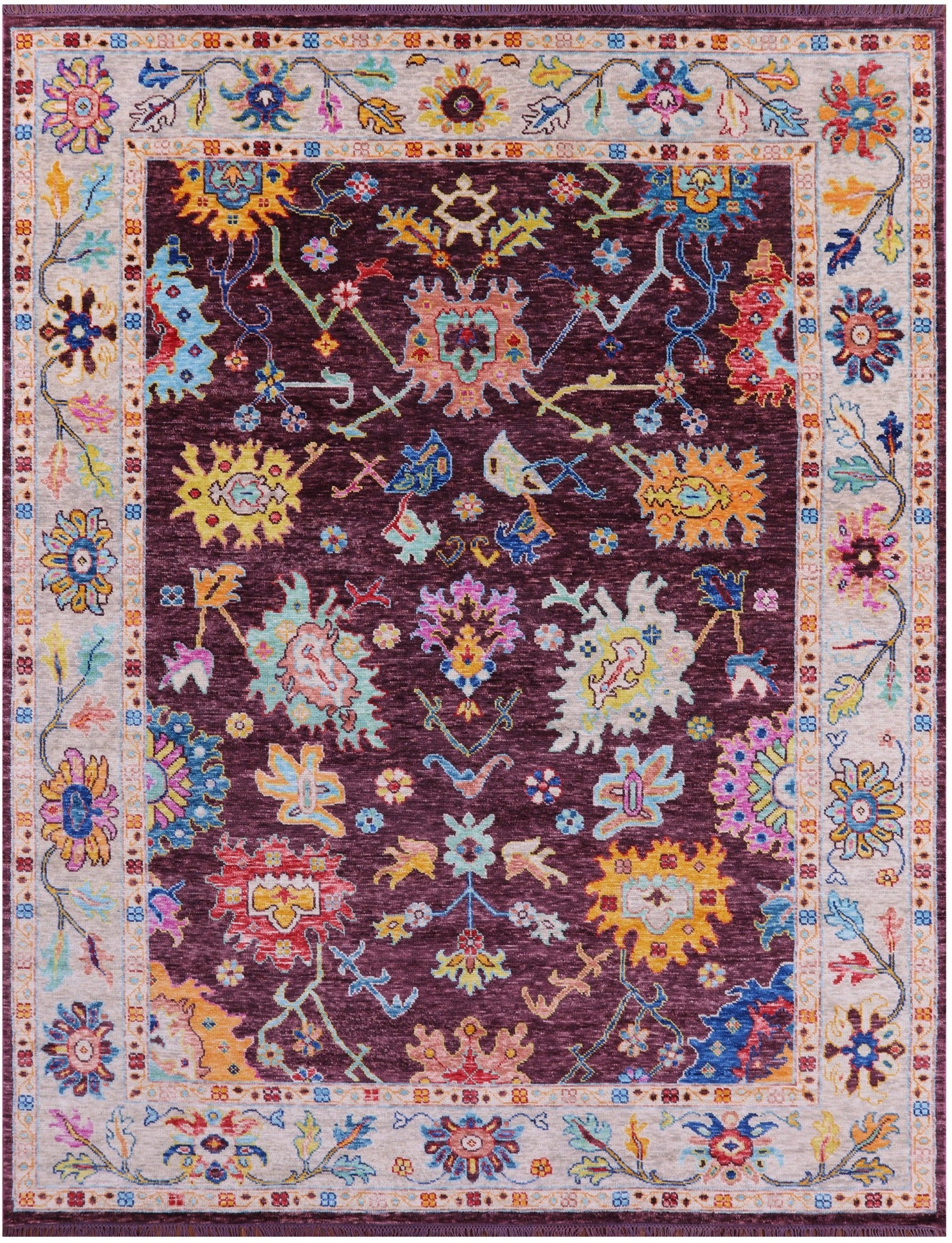 Turkish Oushak Hand Knotted Wool Rug - 9' 1" X 11' 11" - Golden Nile