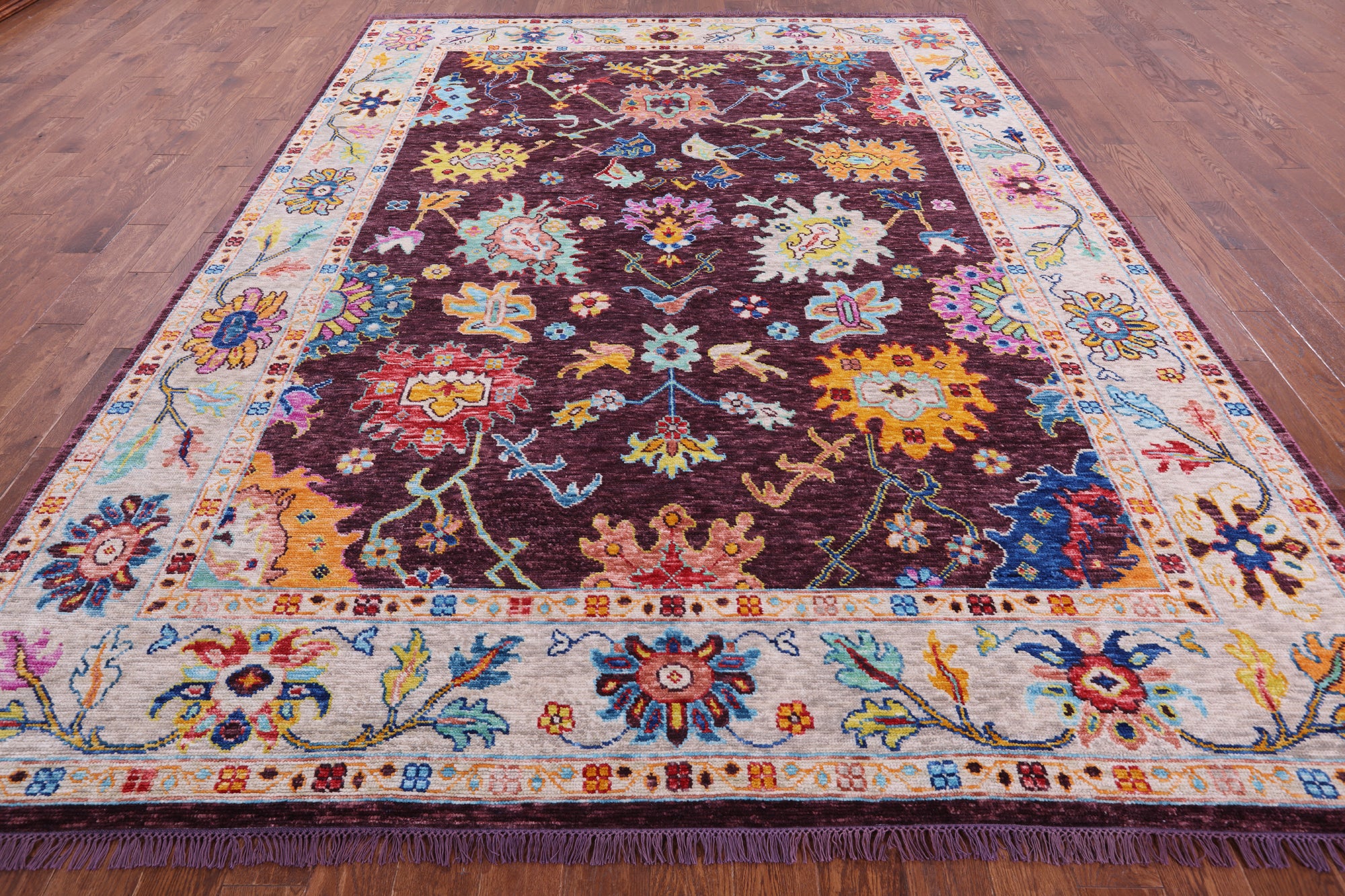 Turkish Oushak Hand Knotted Wool Rug - 9' 1" X 11' 11" - Golden Nile