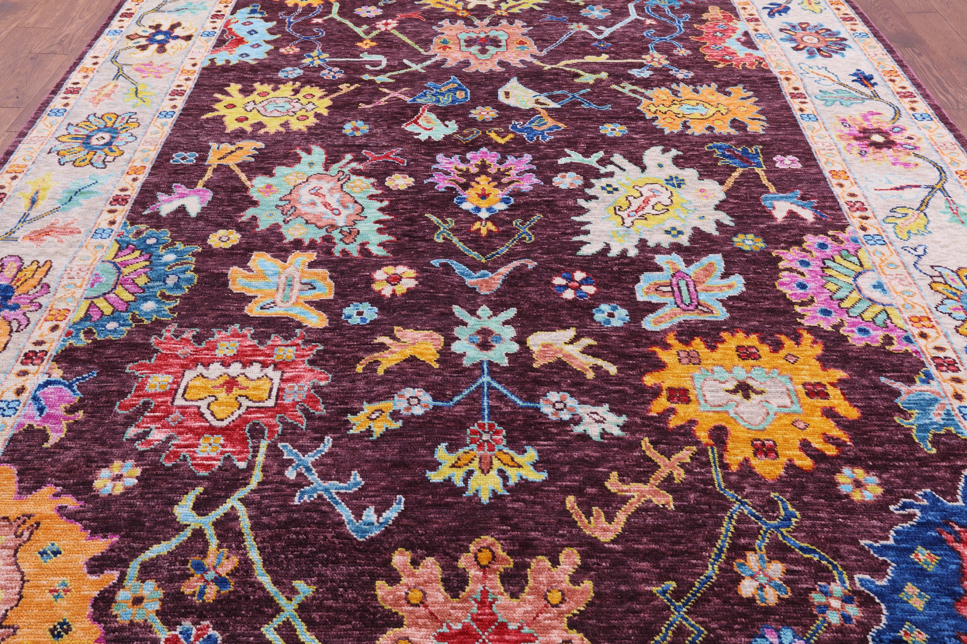 Turkish Oushak Hand Knotted Wool Rug - 9' 1" X 11' 11" - Golden Nile
