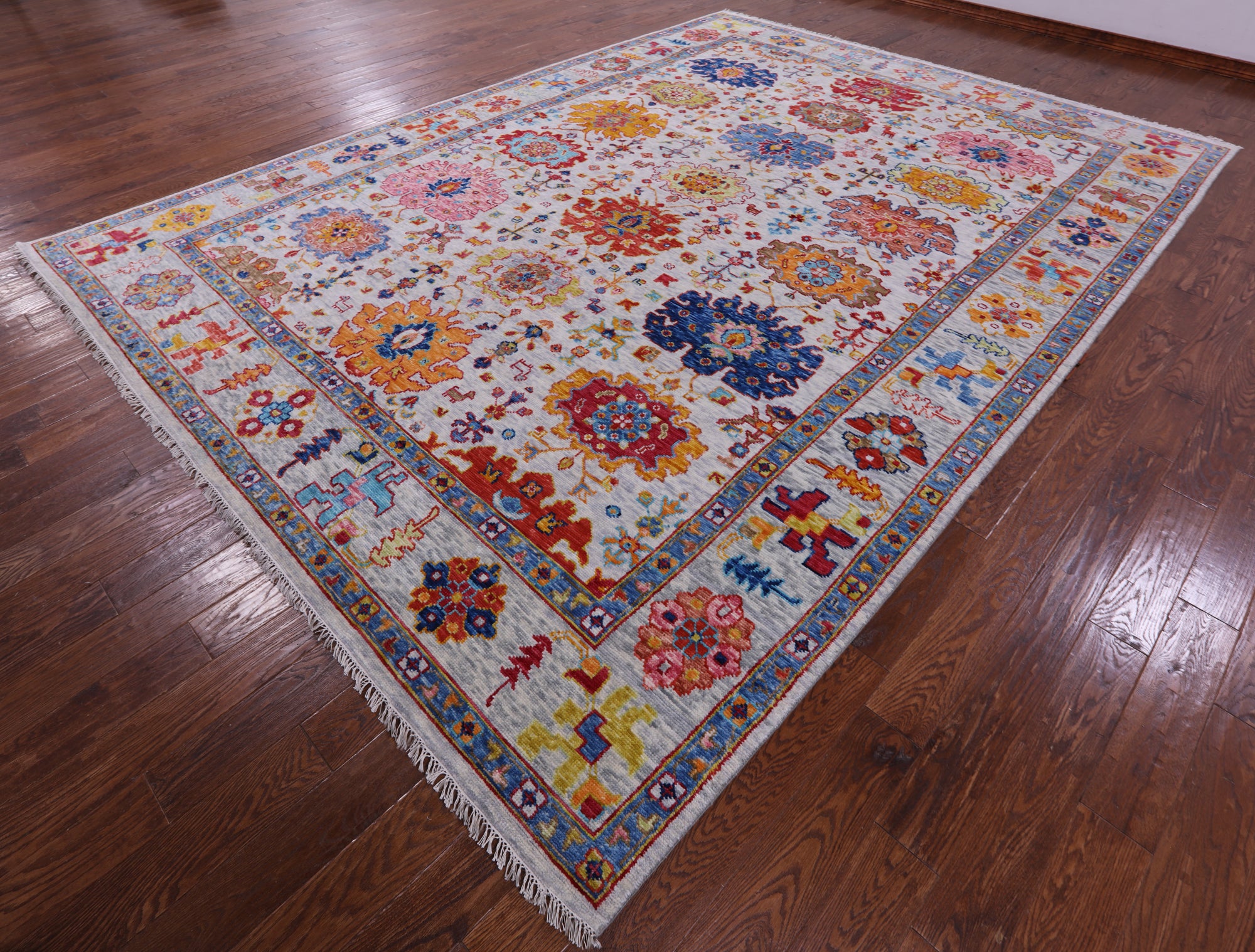 Grey Turkish Oushak Hand Knotted Wool Rug - 10' 2" X 13' 11" - Golden Nile
