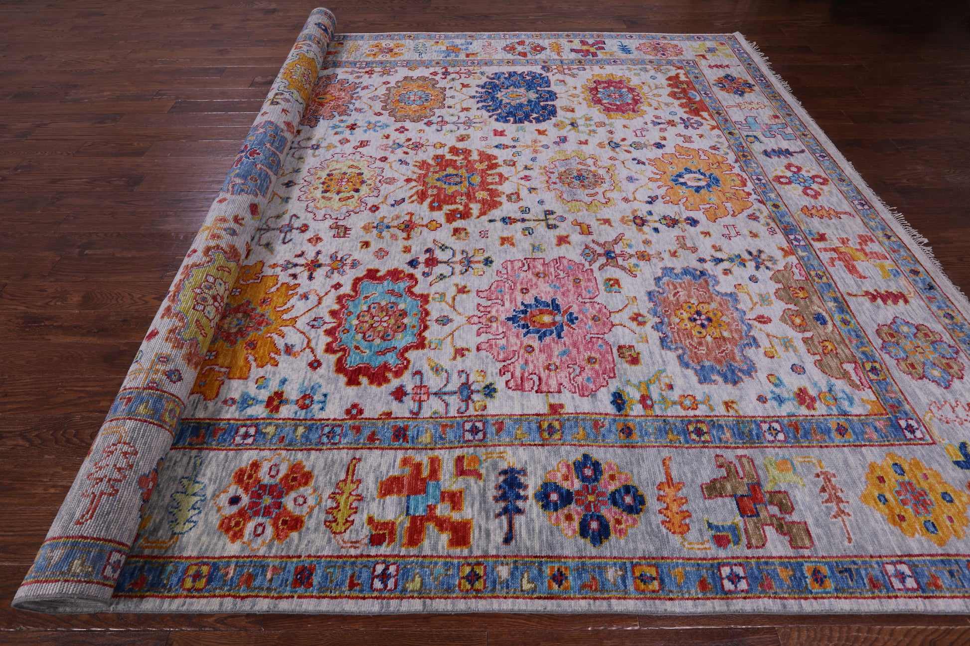 Grey Turkish Oushak Hand Knotted Wool Rug - 10' 2" X 13' 11" - Golden Nile