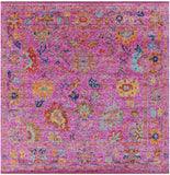 Pink Square Turkish Oushak Hand Knotted Wool Rug - 9' 1" X 9' 1" - Golden Nile