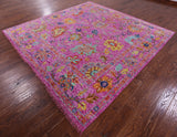 Pink Square Turkish Oushak Hand Knotted Wool Rug - 9' 1" X 9' 1" - Golden Nile