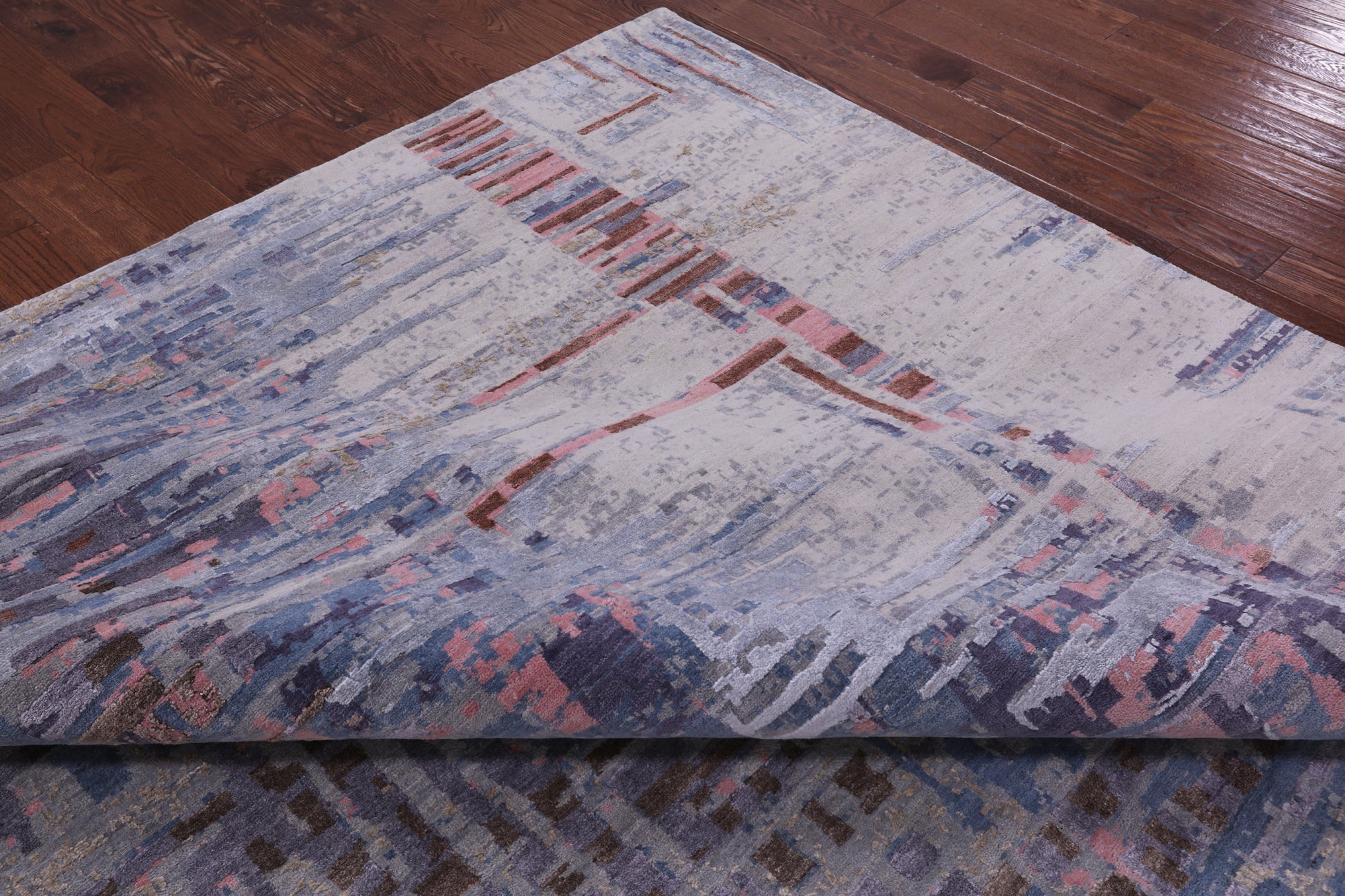 Abstract Contemporary Hand Knotted Wool & Silk Rug - 12' 1" X 15' 2" - Golden Nile