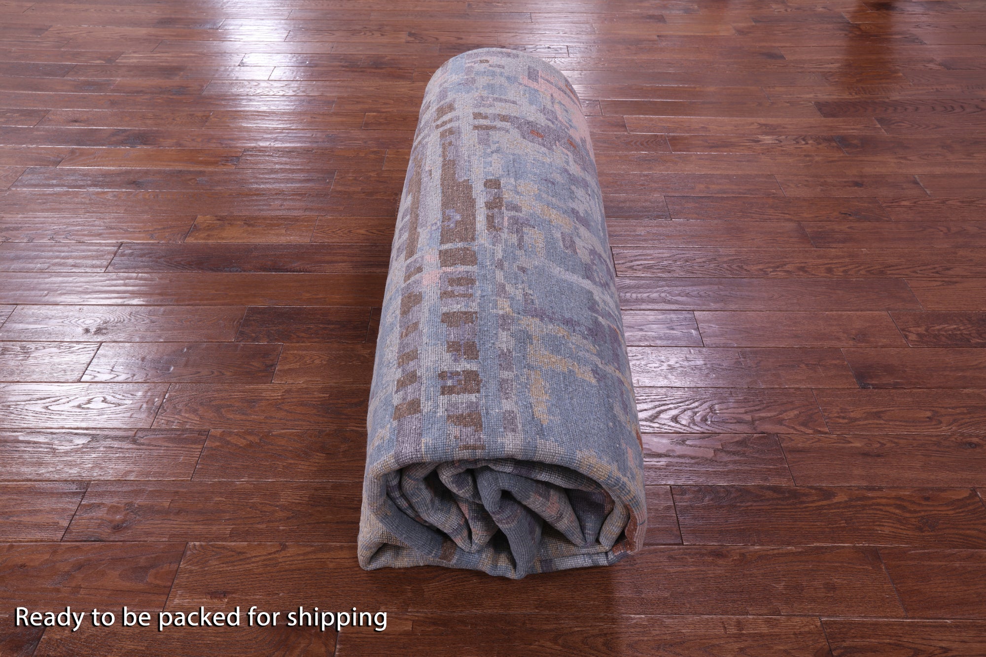 Abstract Contemporary Hand Knotted Wool & Silk Rug - 12' 1" X 15' 2" - Golden Nile
