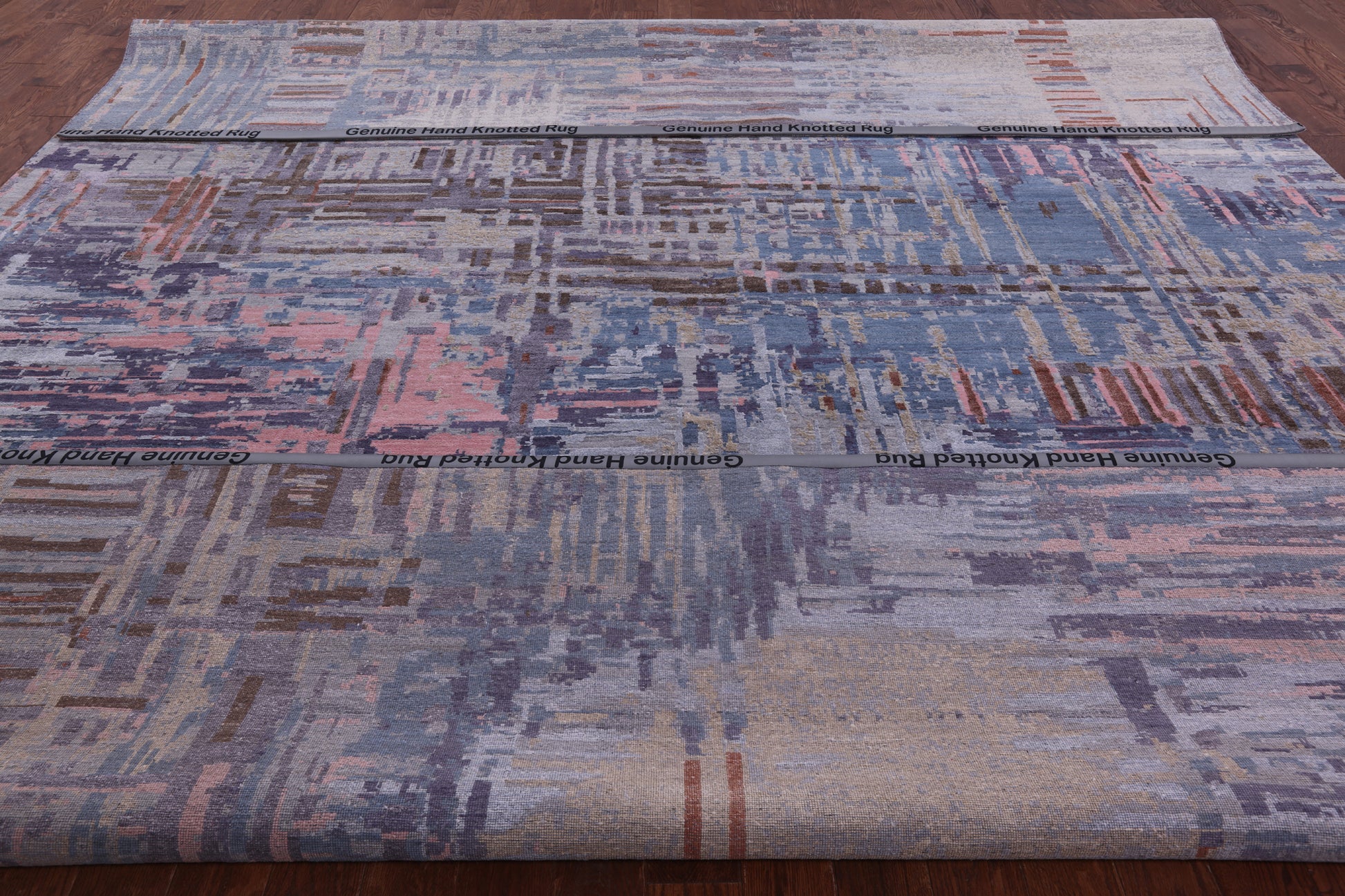 Abstract Contemporary Hand Knotted Wool & Silk Rug - 12' 1" X 15' 2" - Golden Nile