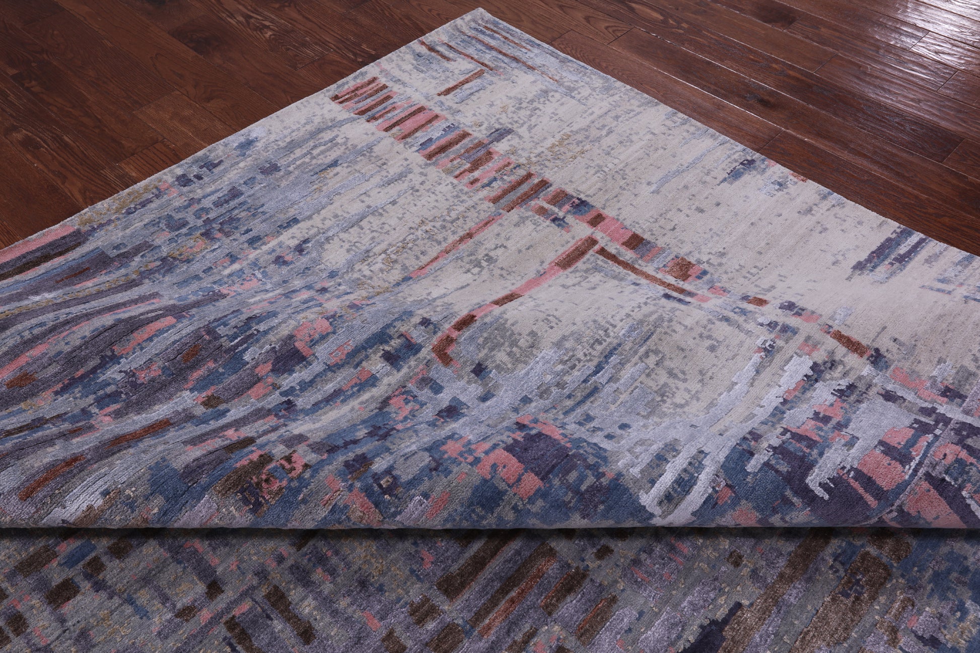 Abstract Contemporary Hand Knotted Wool & Silk Rug - 9' 11" X 14' 1" - Golden Nile