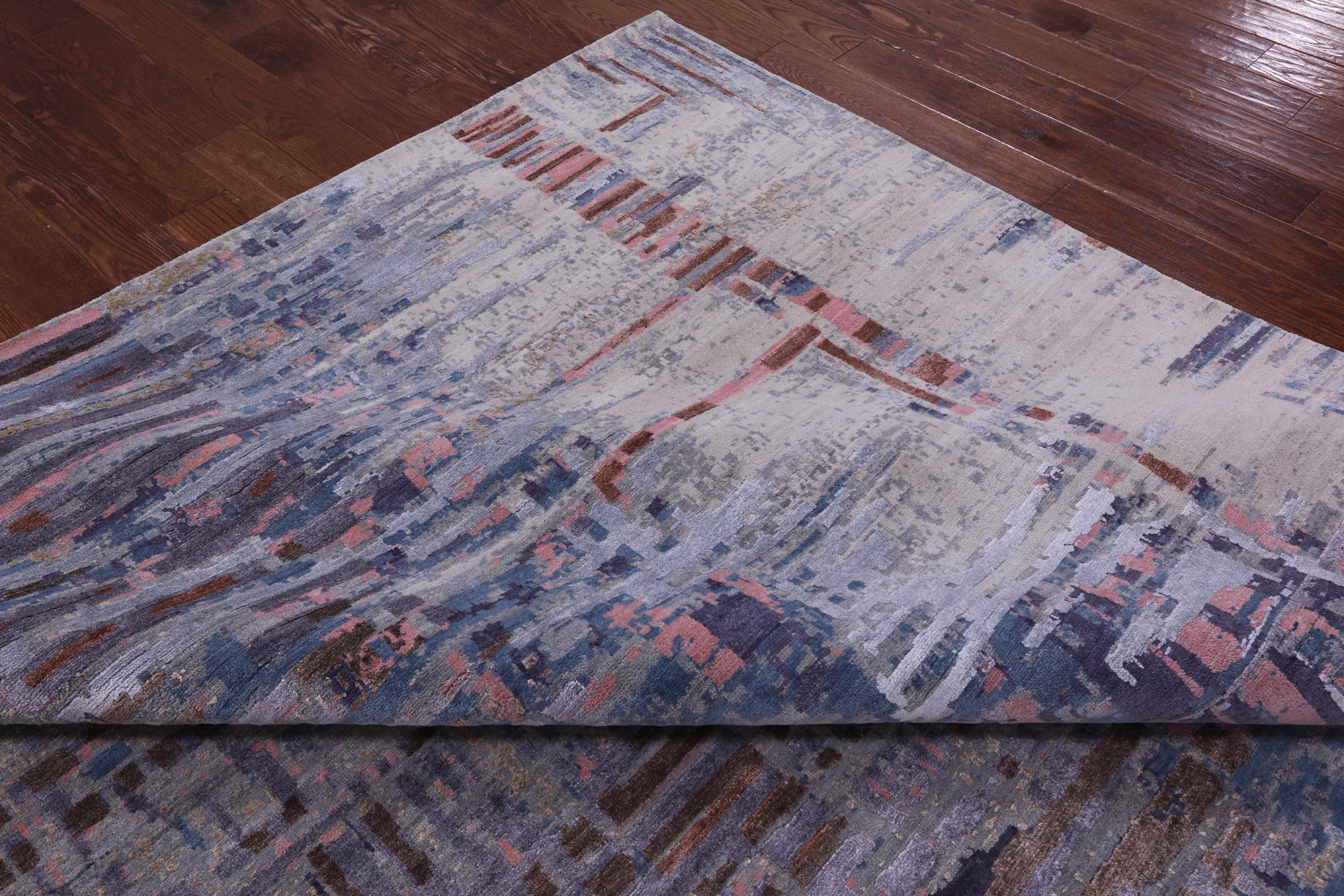Abstract Contemporary Hand Knotted Wool & Silk Rug - 9' 11" X 14' 1" - Golden Nile