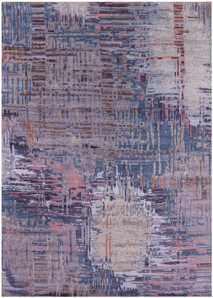 Abstract Contemporary Hand Knotted Wool & Silk Rug - 9' 11" X 14' 1" - Golden Nile