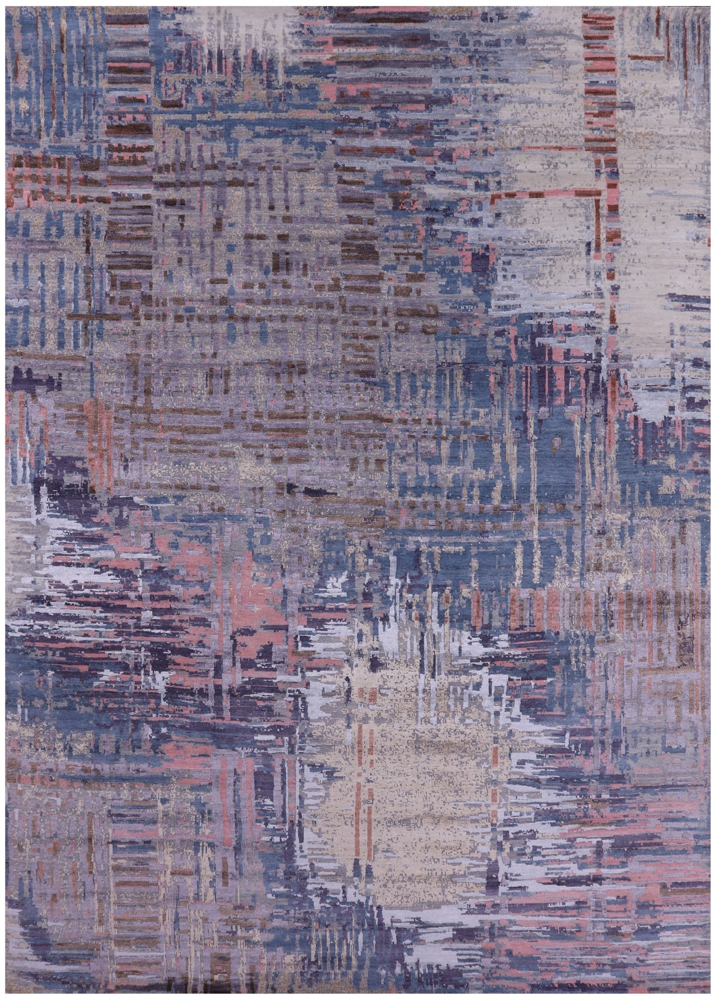 Abstract Contemporary Hand Knotted Wool & Silk Rug - 9' 11" X 14' 1" - Golden Nile
