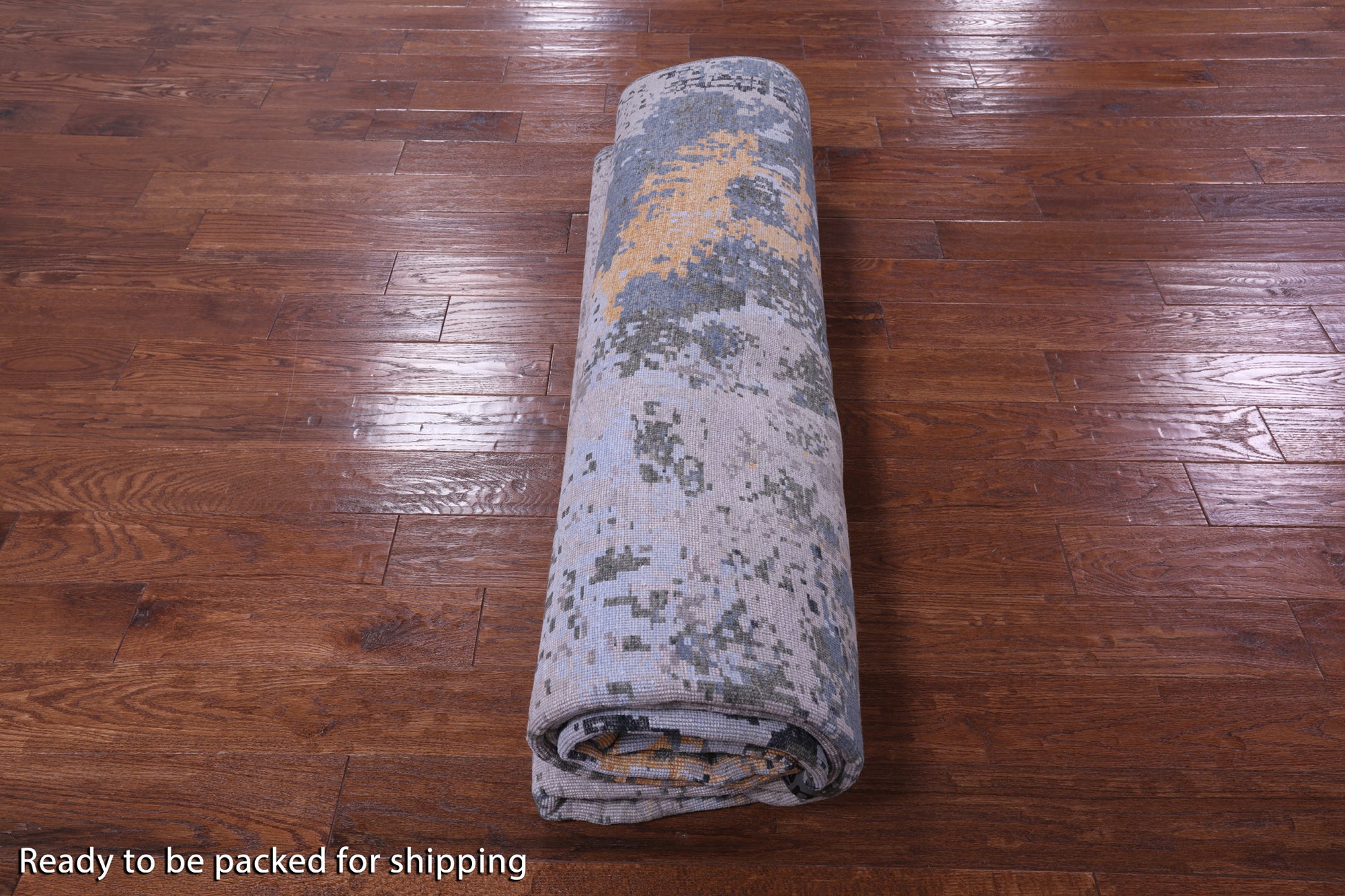 Abstract Contemporary Hand Knotted Wool & Silk Rug - 9' 0" X 12' 0" - Golden Nile