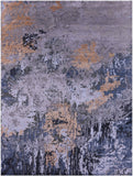 Abstract Contemporary Hand Knotted Wool & Silk Rug - 9' 0" X 12' 0" - Golden Nile