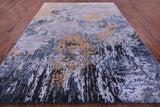 Abstract Contemporary Hand Knotted Wool & Silk Rug - 9' 0" X 12' 0" - Golden Nile