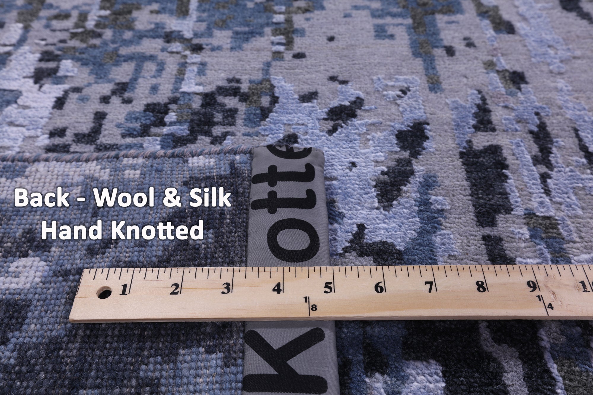 Abstract Contemporary Hand Knotted Wool & Silk Rug - 9' 0" X 12' 0" - Golden Nile