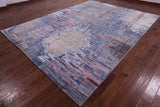 Abstract Contemporary Hand Knotted Wool & Silk Rug - 9' 0" X 12' 1" - Golden Nile