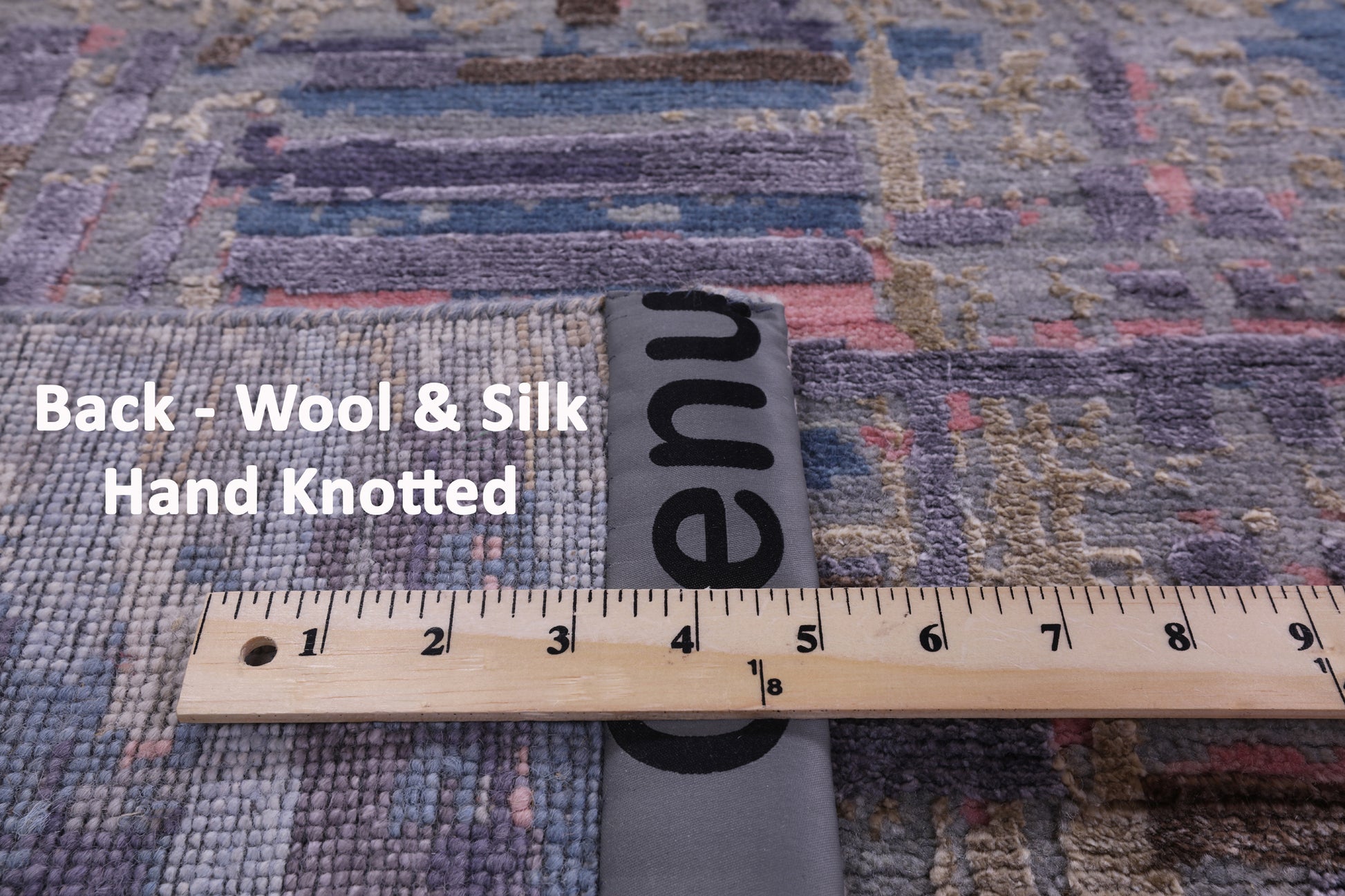 Abstract Contemporary Hand Knotted Wool & Silk Rug - 9' 0" X 12' 1" - Golden Nile