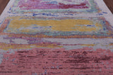 Abstract Contemporary Handmade Wool & Silk Rug - 7' 11" X 10' 1" - Golden Nile