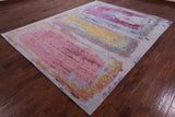 Abstract Contemporary Handmade Wool & Silk Rug - 7' 11" X 10' 1" - Golden Nile