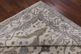 Ivory Turkish Oushak Hand Knotted Wool Area Rug - 8' 2" X 9' 8" - Golden Nile